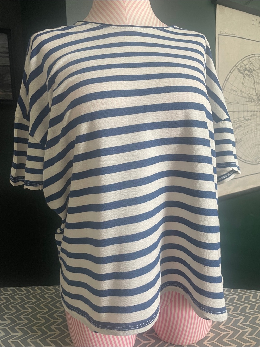 Madewell Navy and White Striped Short Sleeve Tee